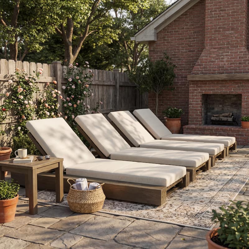 Christopher Knight Home - Amedea Outdoor Acacia Wood Chaise Lounge with Adjustable Backrest & Water-Resistant Cushion