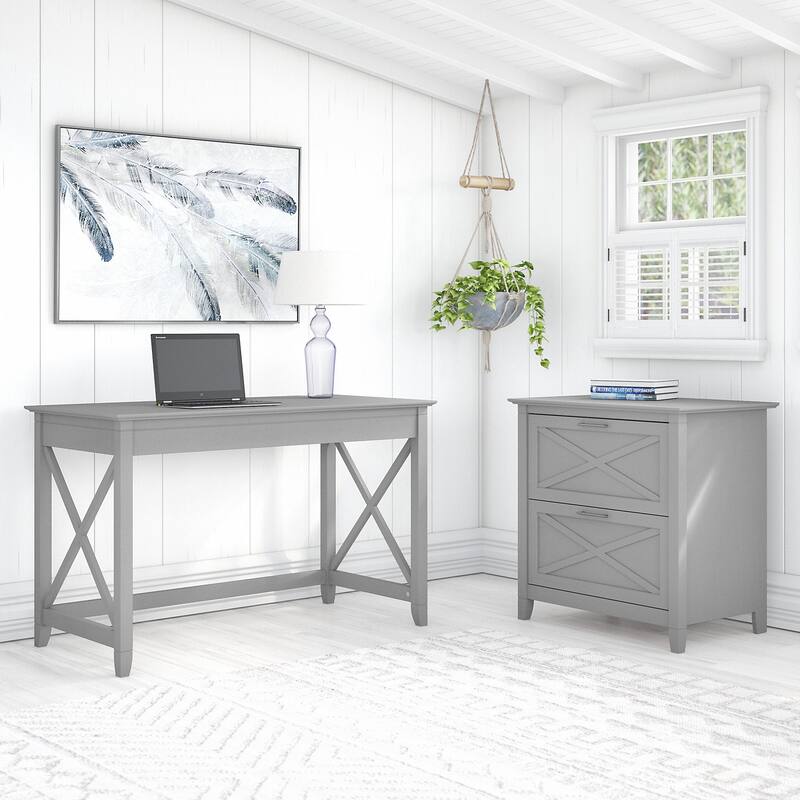 Key West 48W Writing Desk with Lateral File Cabinet by Bush Furniture