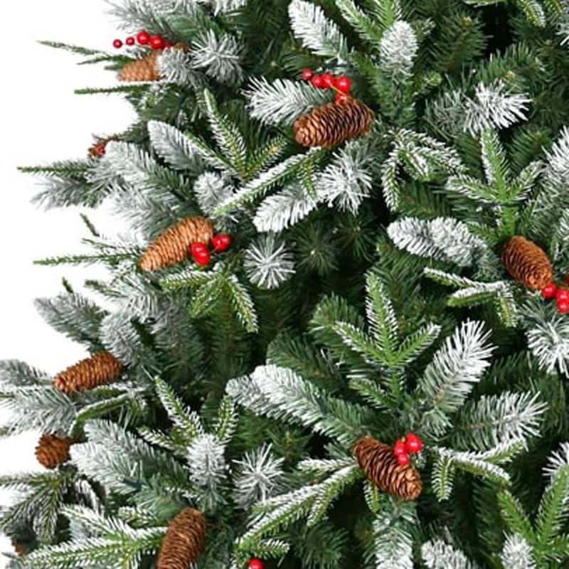 HomeRoots 5' Green And White Full Fir Christmas Tree With Decorations - 60.00 in. x 60.00 in. x 37.00 in.