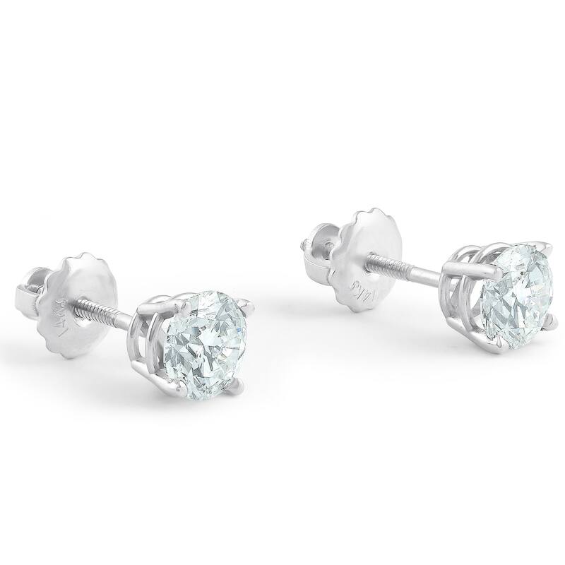 1 1/2 Ct Diamond Screw Back Studs White Gold Lab Grown Eco Friendly