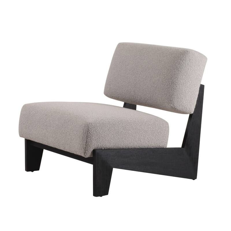 Modrest Tucker Mid-Century Modern Light Grey Fabric & Black Walnut Accent Chair