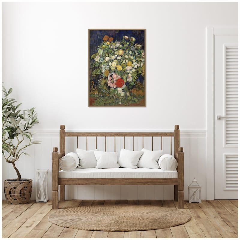 Kate and Laurel Bouquet of Flowers in a Vase 1890 Vincent van Gogh by Nostalgia Prints Framed Canvas Wall Art Print