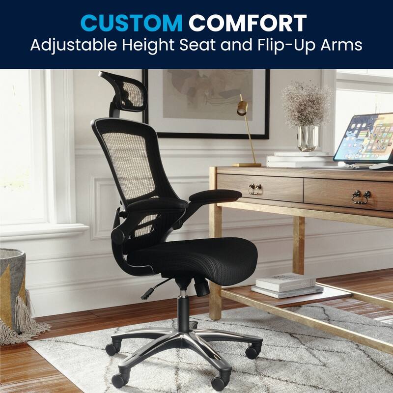 High-back Mesh Ergonomic Chair w/ Chrome-plated Base