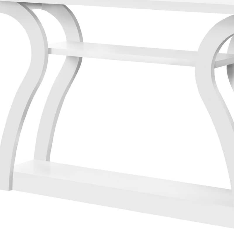 HomeRoots 47" White Floor Shelf Console Table With Shelves - 47.25 in. x 32.00 in. x 11.50 in.