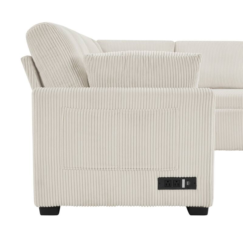 111.2" U-shaped Sofa with Reversible Chaise and Convertible Sofa Bed