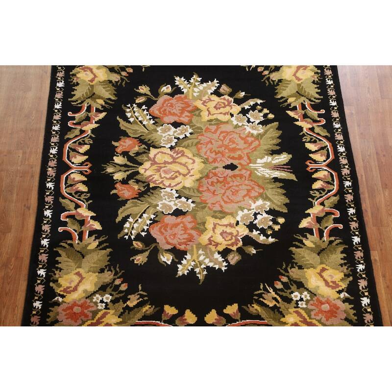Wool/ Silk Vegetable Dye Aubusson Oriental Area Rug Handmade Carpet - 5'11" x 8'1"