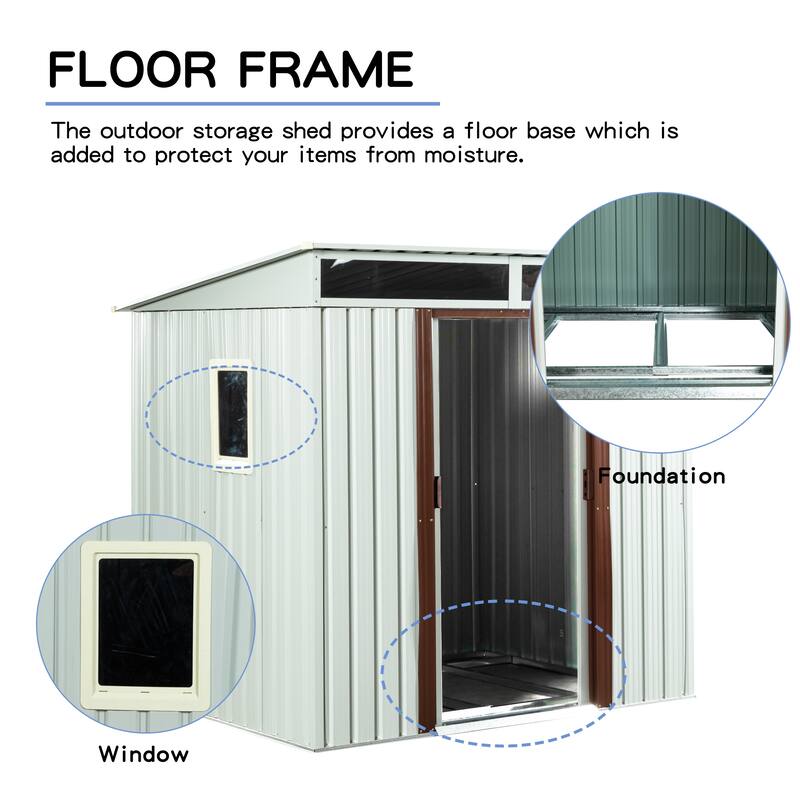 6 ft. x 5 ft. Outdoor Galvanized Metal Storage Shed with Window