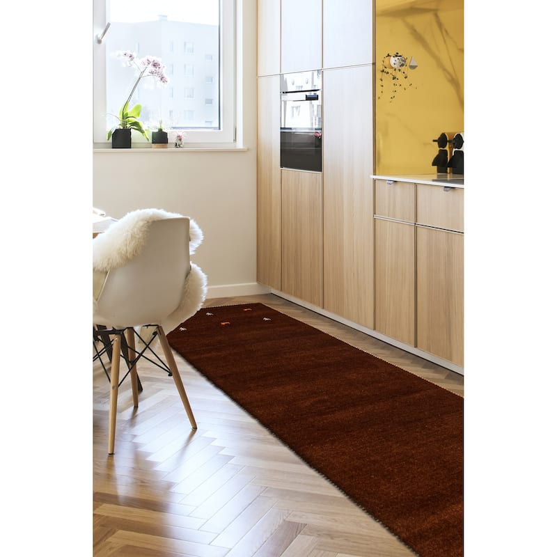 Kashkuli Gabbeh Brown Rug 2'9" x 11'0" - 2'9 x 11'0