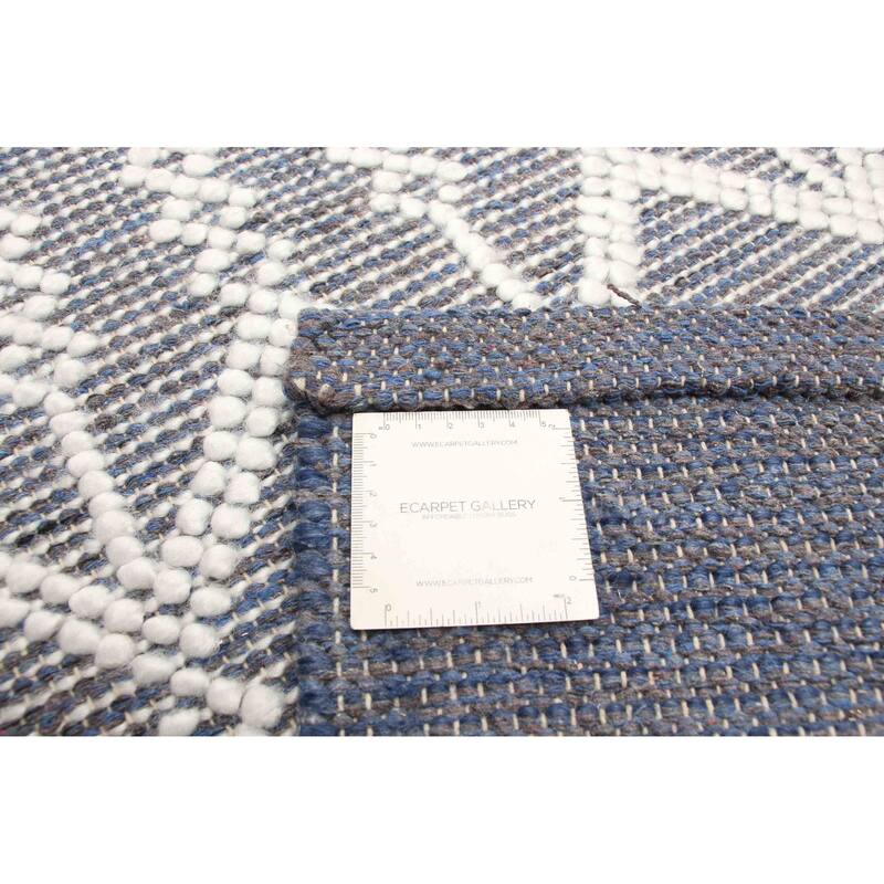 ECARPETGALLERY Braid weave Sienna Navy Wool Rug - 5'0 x 8'3