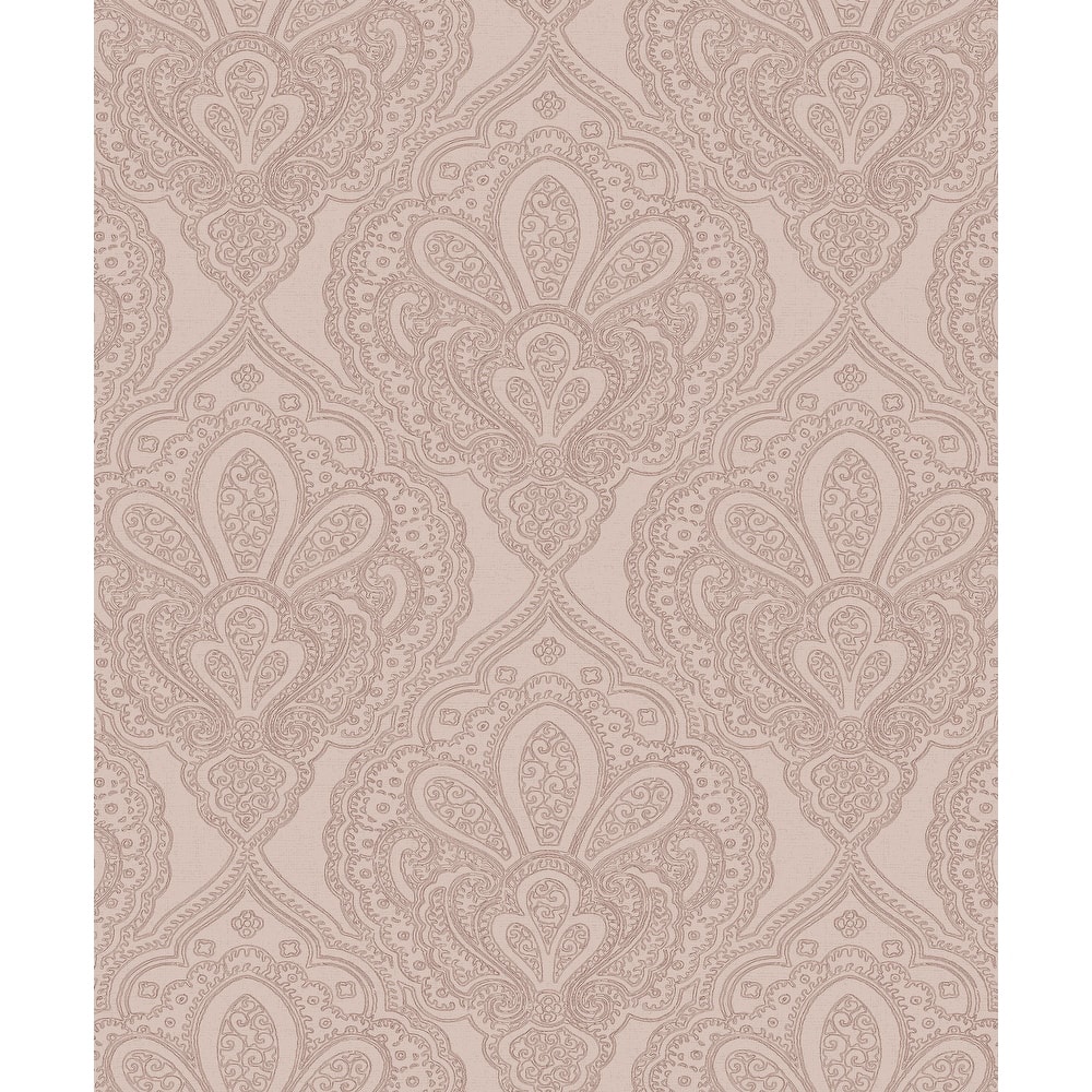 Galerie Wallcoverings Emporium 3D Embossed Mehndi Damask Non-woven Metallic Wallpaper Roll