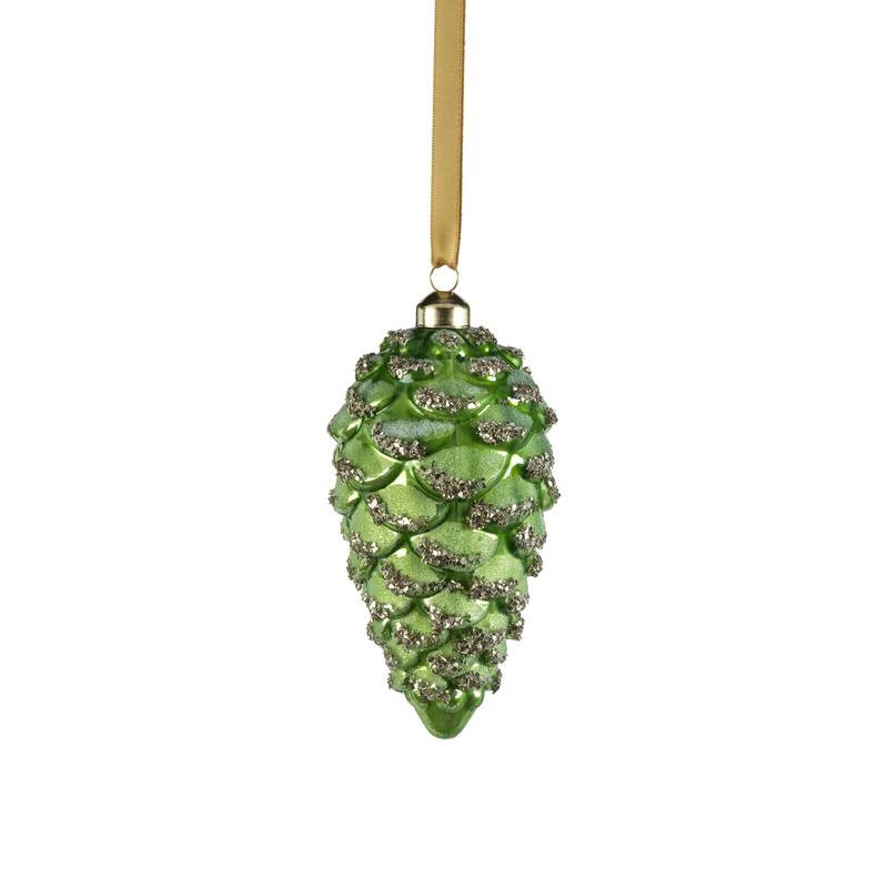 Wolly Glass Pine Cone Hanging Ornaments, Set of 12 - 6"