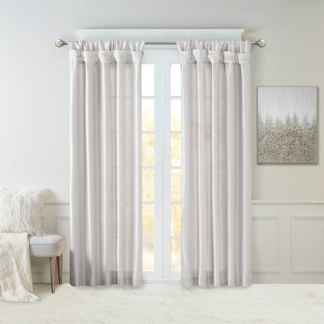 Madison Park Natalie Twisted Tab Lined Single Curtain Panel - 50"W x 108"L - Silver