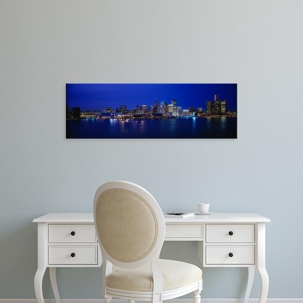 Easy Art Prints Panoramic Images's 'USA, Michigan, Detroit, night' Premium Canvas Art