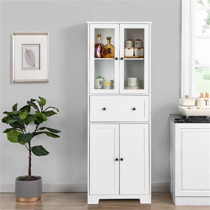 4 Doors and 1 Drawer Storage Cabinet - White