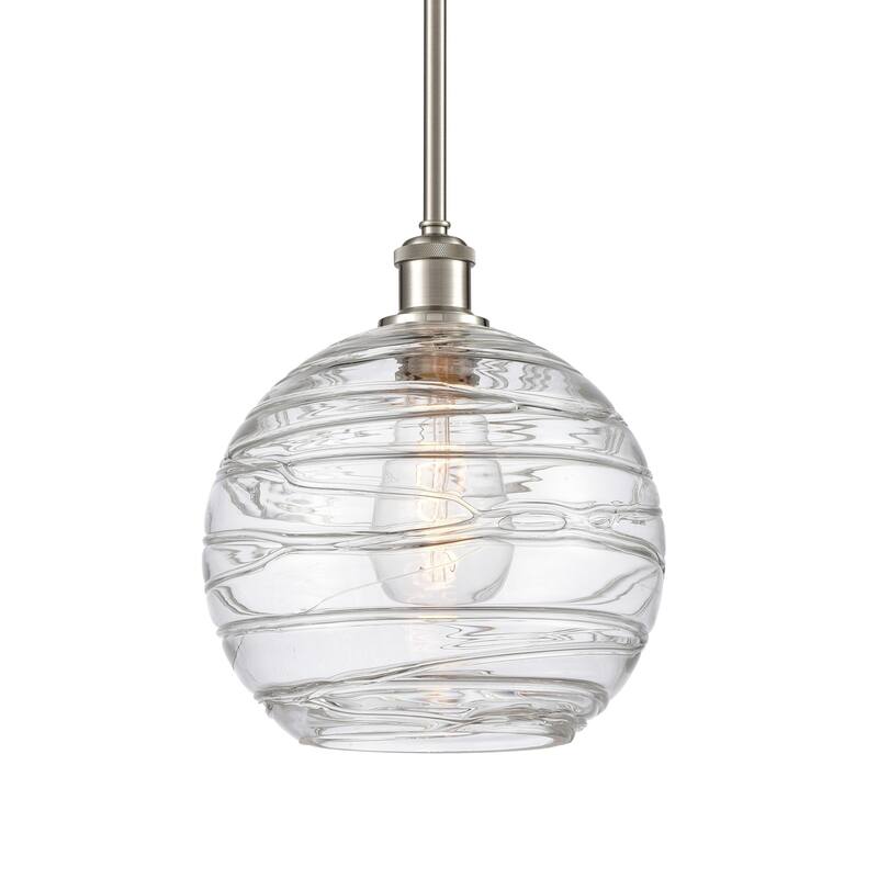 Innovations Lighting 516-1S-13-10 Athens Pendant Athens 10" Wide - Clear Deco Swirl / Brushed Satin Nickel