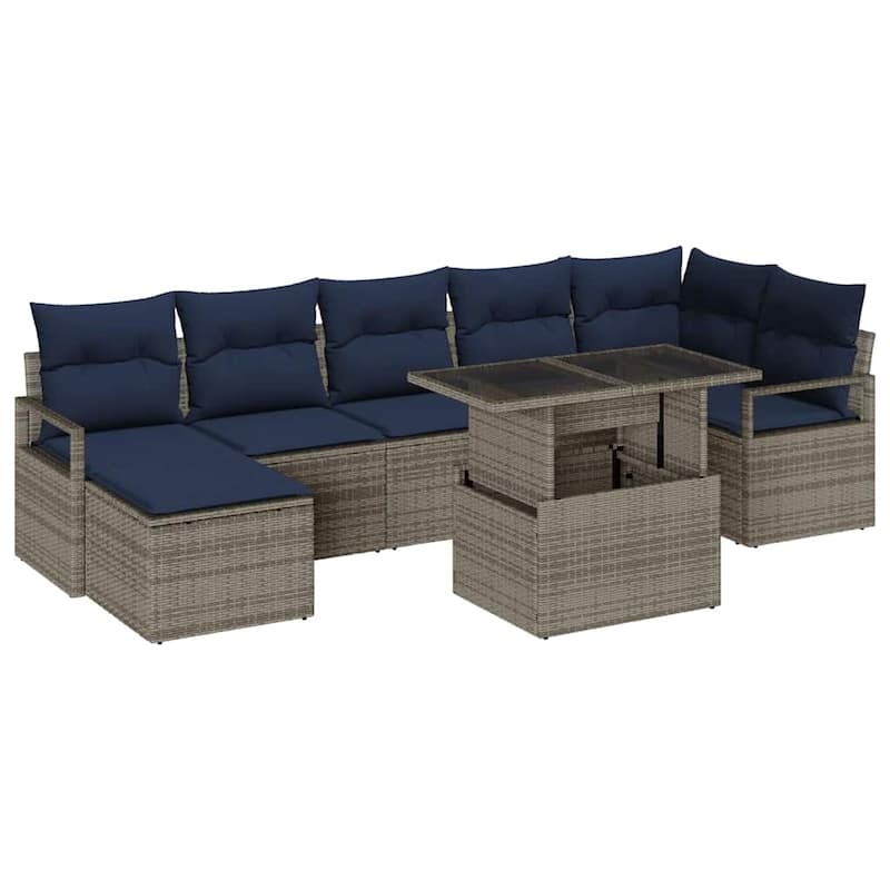 vidaXL 8 Piece Garden Sofa Set with Cushions - 113×48×27.2