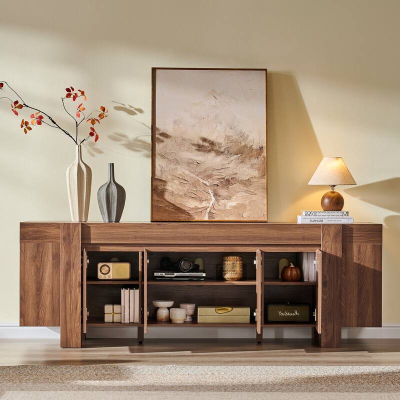 Modern Farmhouse TV Stand, Wood Entertainment Center for Living Room