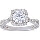 preview thumbnail 2 of 5, Miadora 1 1/2ct DEW Moissanite Halo Crossover Engagement Ring in 10k White Gold
