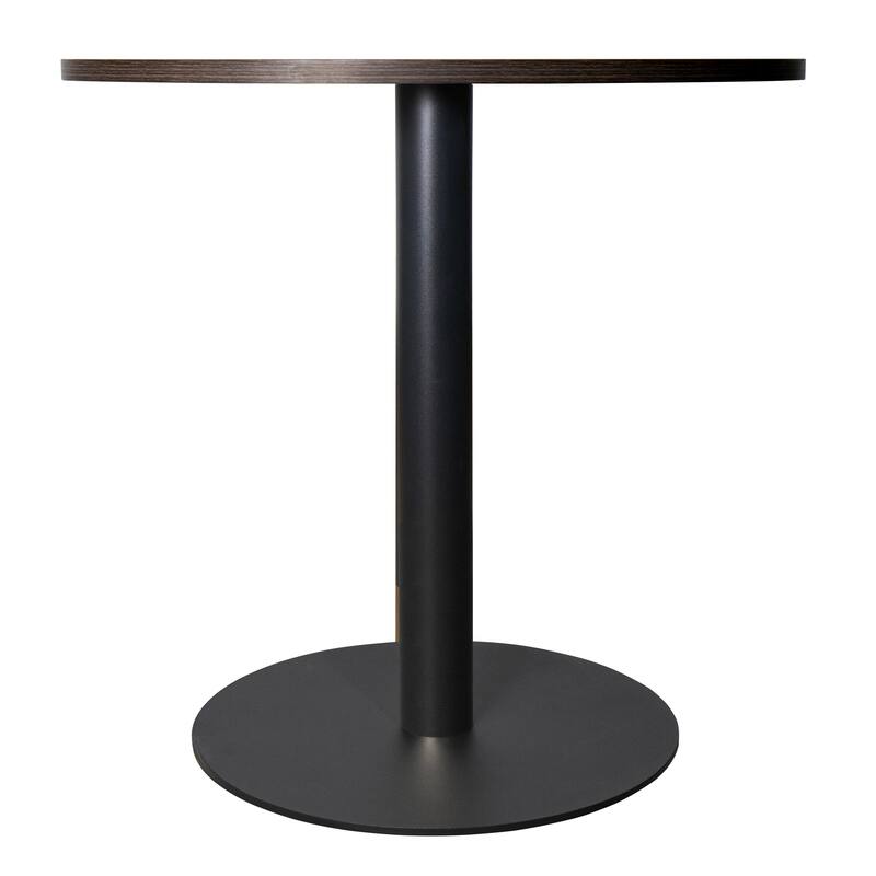 Vail Round Dining Table with 27 in. MDF Tabletop in Black Stainless Steel Round Pedestal Base with Gold Accent Kitchen Table