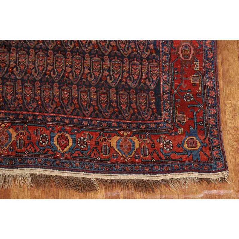 Hand Knotted Oriental 100% Wool Carpet Traditional All-Over Navy Blue & Blues Bidjar Area Rug - 17' 8'' X 6' 9''