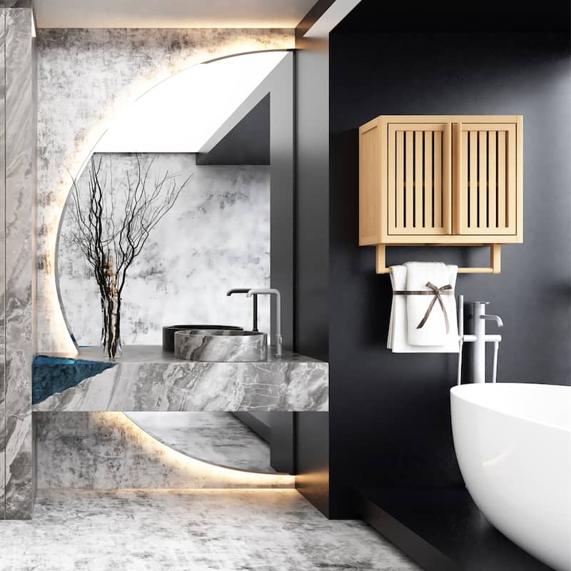 Bathroom Bamboo Wall Cabinet