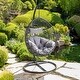 preview thumbnail 11 of 17, Kylie Outdoor Wicker Hanging Basket Chair by Christopher Knight Home Grey + Black