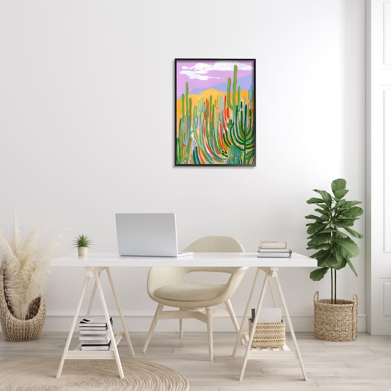 Stupell Modern Desert Scenery Cactus Plants Framed Giclee Texturized Wall Art, Design By Laura Marr
