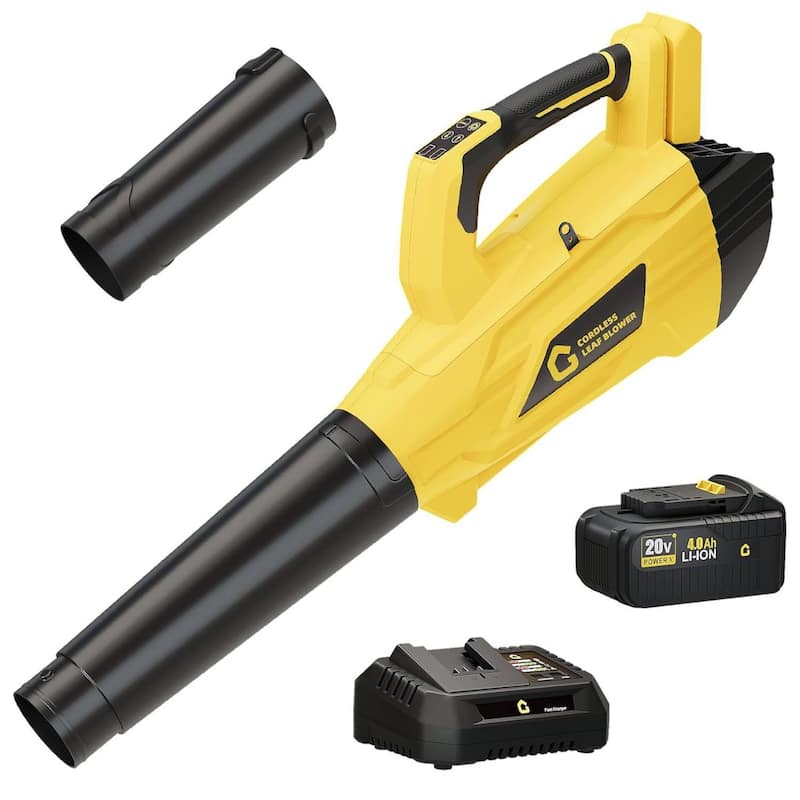 2 Speed 700CFM 250MPH Cordless 20V Electric Leaf Blower for Lawn Care, Blowing Leaves, Patio, Dust - N/A - Yellow