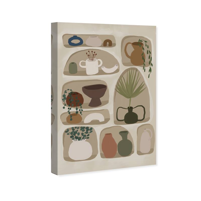 Wynwood Studio Canvas Floral and Botanical Pottery Clay Showcase Brown and Modern & Contemporary Wall Art Canvas Print