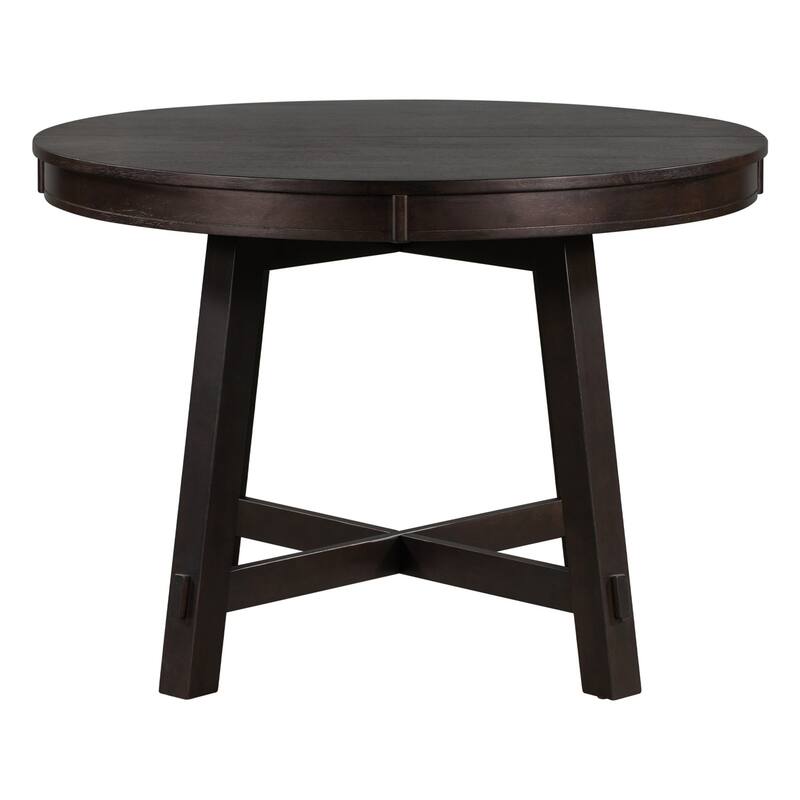 Farmhouse Solid Wood Round Extendable Dining Table with 16" Leaf