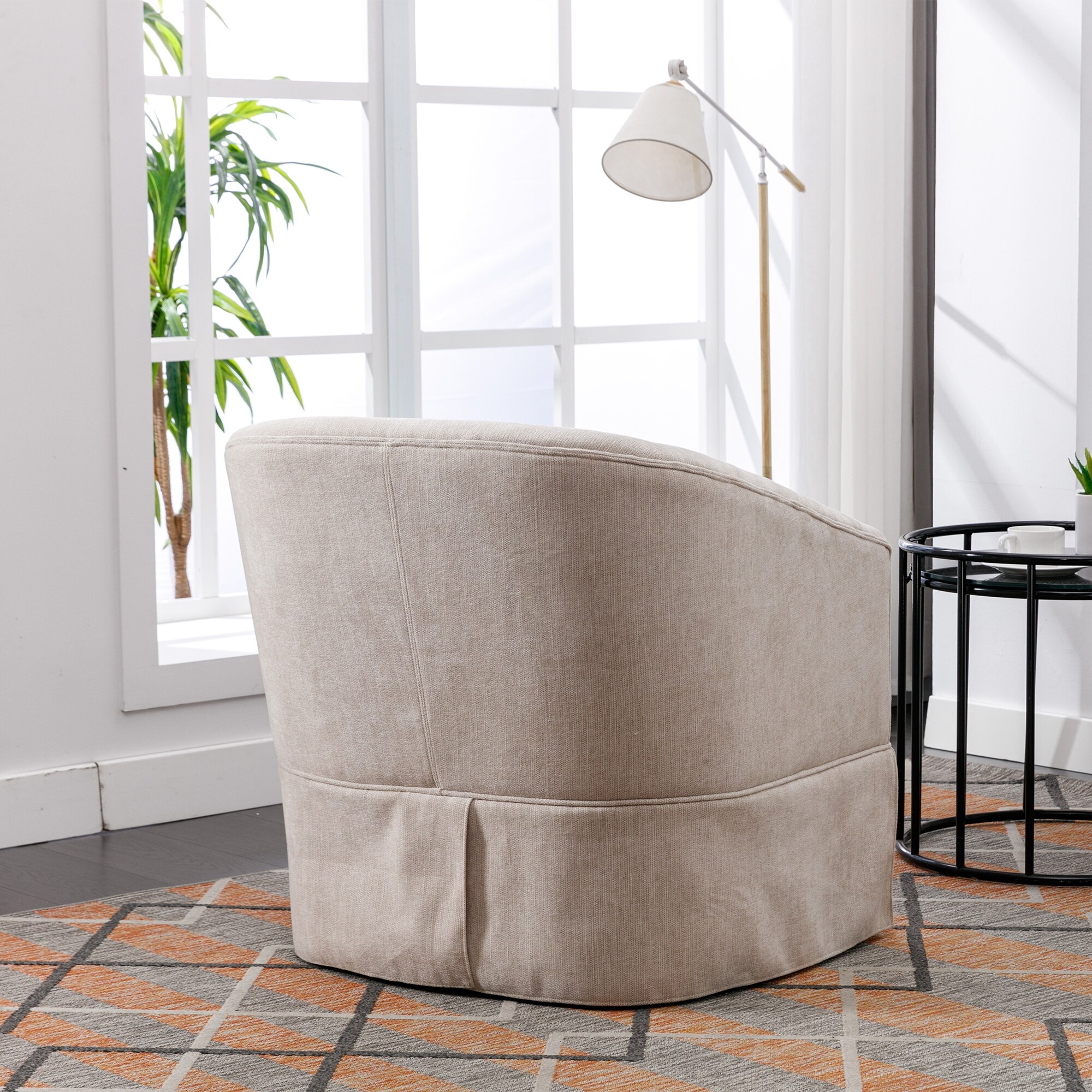 Beige swivel deals accent chair