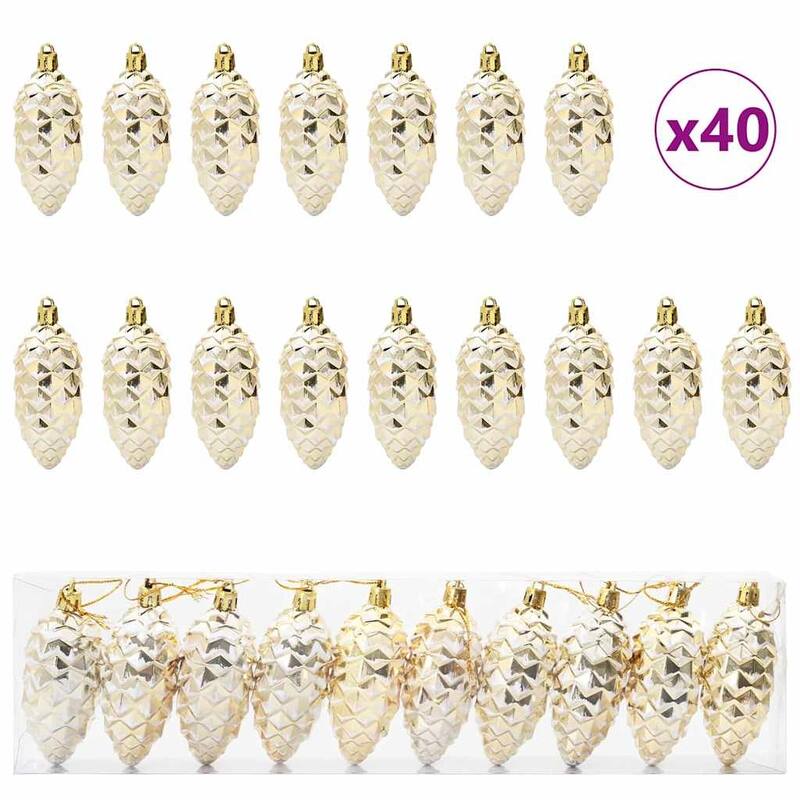 vidaXL Christmas Pine Cone Ball 40 pcs Gold - 1.5 x 3.6 inch (W x H)