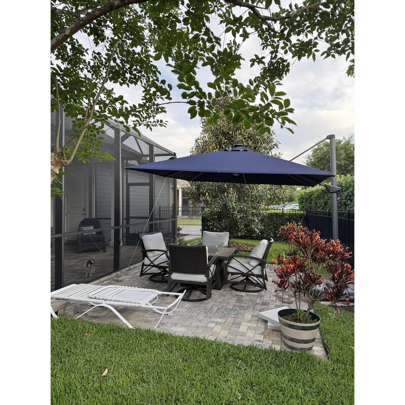 PURPLE LEAF 9 ft 360 Degree Rotation Patio Umbrella With Base