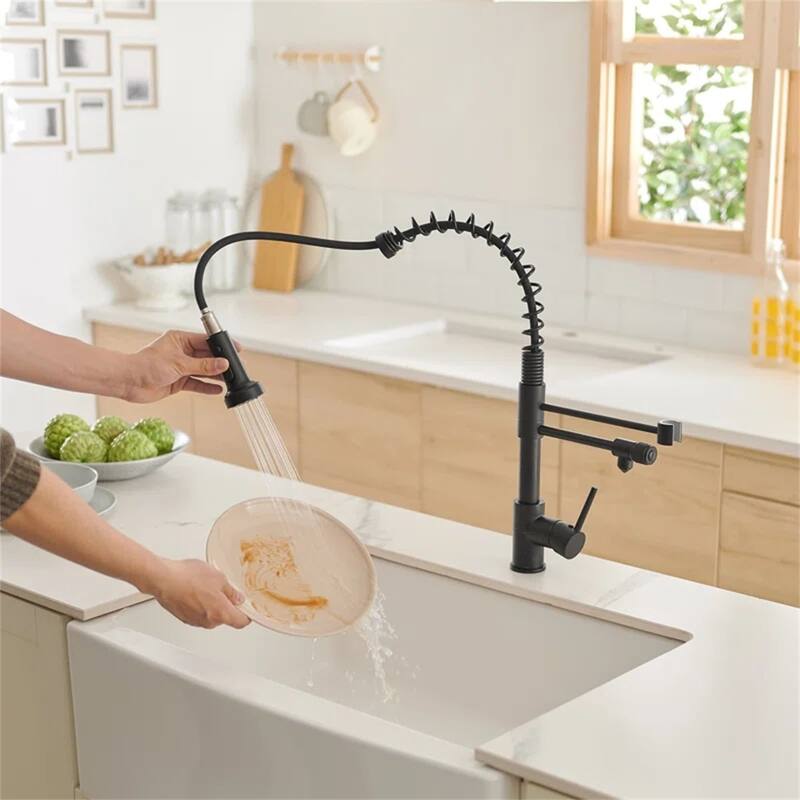 Pull Down Kitchen Faucet With Sprayer Single Hole Commercial Kitchen Sink Faucet Single Handle Spring Modern RV Basin Vanity Tap