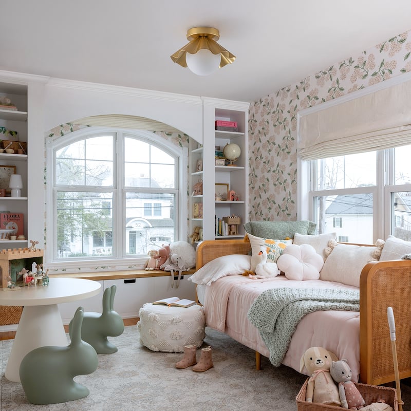 Modern industrial 1-Light Flush Mount Ceiling Light with Opal Glass Shape - Gold - 9.1" W × 6.3" H