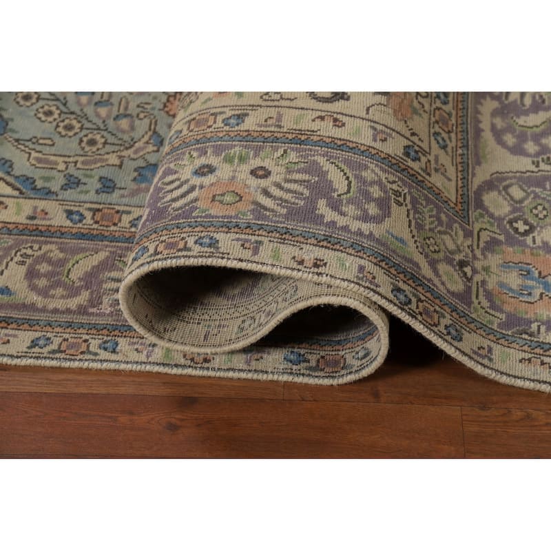 Flora Blue Tabriz Persian Area Rug Traditional Handmade Wool Carpet - 6'6"x 9'5"