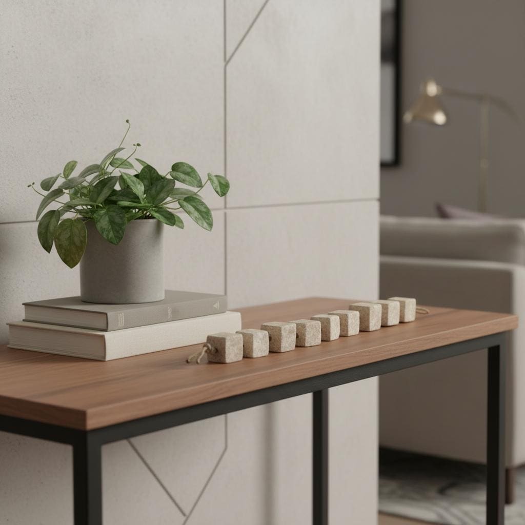 HomeRoots 2" Beige Paper Cube Tabletop Sculpture - 40.00 in. x 2.00 in. x 2.00 in.