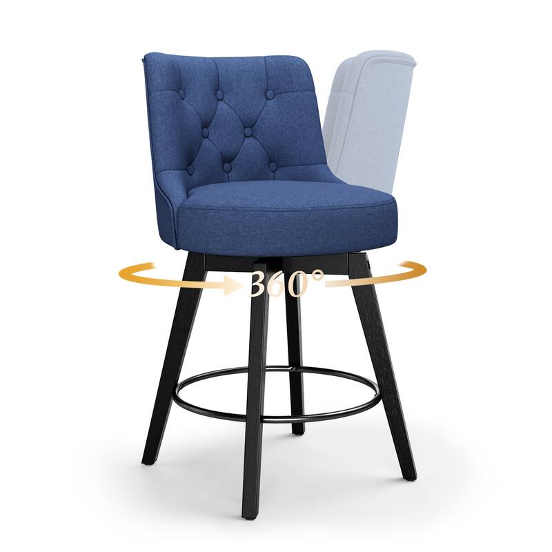 26" Counter Height Swivel Bar Stools with Solid Wood Frame Set of 2 - 26" H