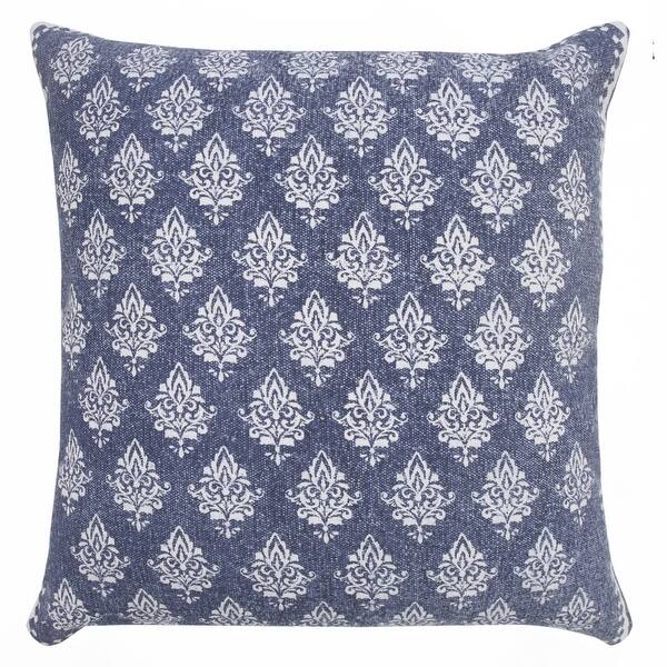 Sevita Traditional Fairytale Motif Throw Pillow - 20" x 20" - Polyester - Vintage Indigo Blue/White