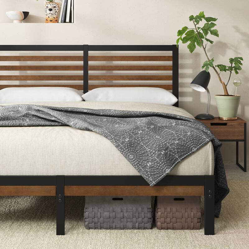 Priage by ZINUS Brown Bamboo and Metal Platform Bed Frame On Sale