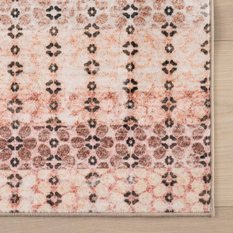 Padma Lakshmi Feline Dotted Stripe Washable Area Rug
