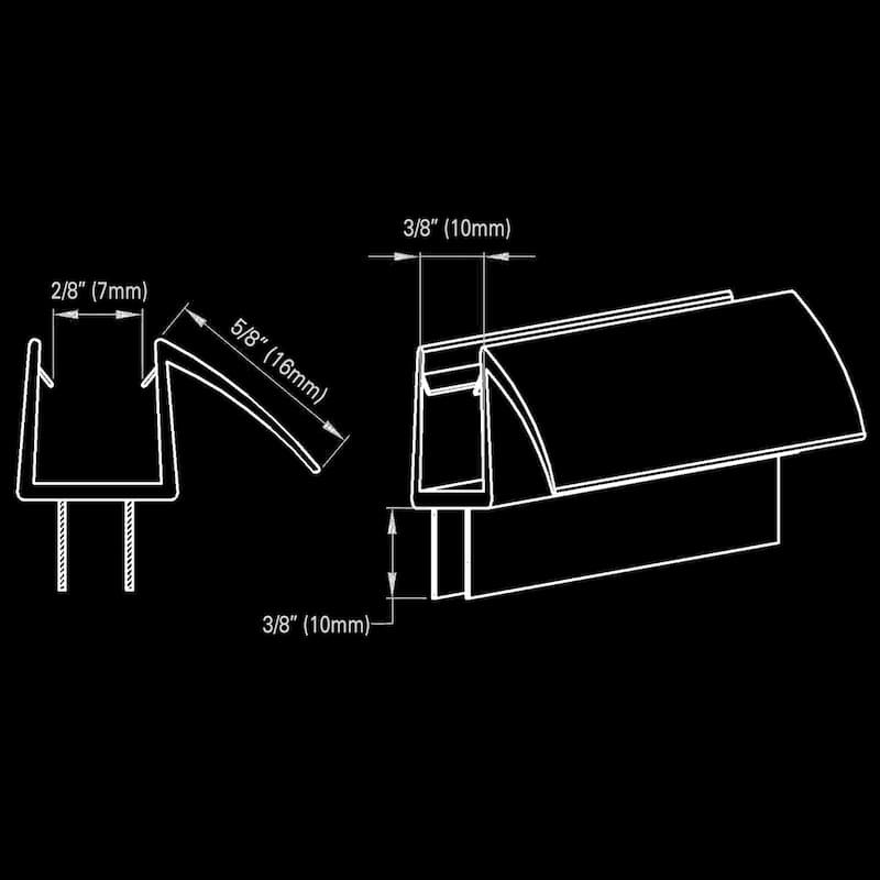 Elegant Shower Door Bottom Seal Sweep Wipe Drip Rail Plastic Strip for 3/8" Glass Shower Door