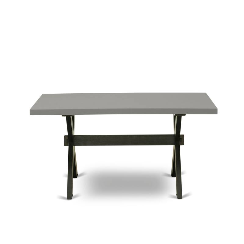 East West Furniture modern dining set - a breakfast table & Stackable dining chairs - Wire-brushed Black (Pieces & Seat Options) - X696X1624-7