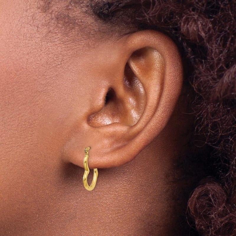 Curata 10k Yellow Gold Love Heart Shaped Hollow Hoop Earrings - 16x13mm