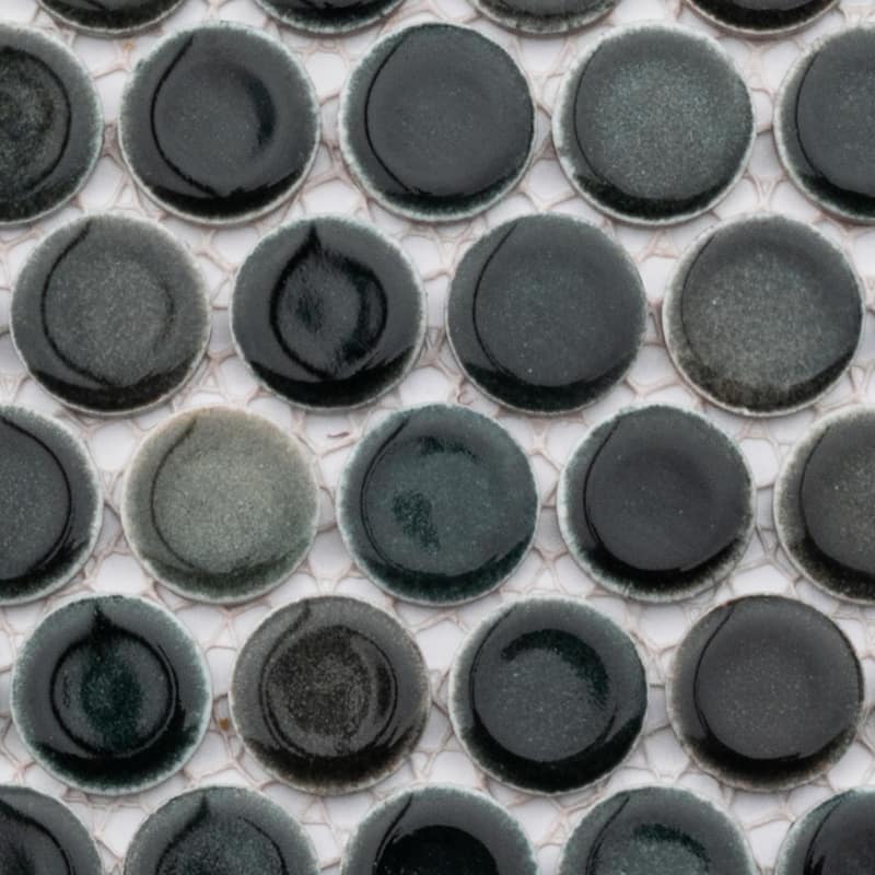 Merola Tile Hudson Penny Round Stormy Night 11-7/8" x 12-5/8" Porcelain Mosaic Floor and Wall Tile