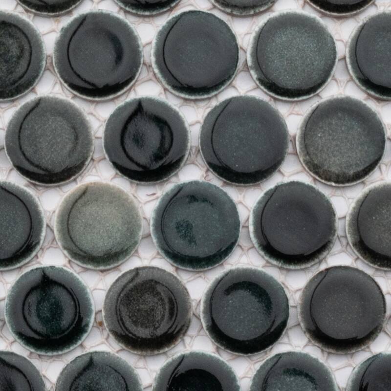 Merola Tile Hudson Penny Round Stormy Night 11-7/8" x 12-5/8" Porcelain Floor and Wall Tile