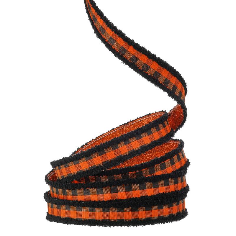1"x10Y Glitter With Plaid Halloween Ribbion