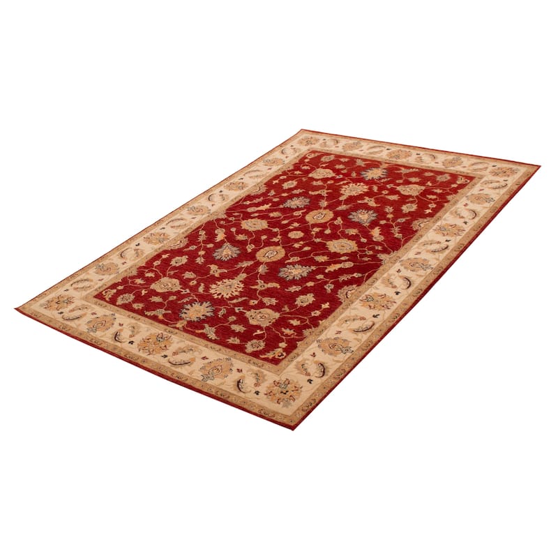 ECARPETGALLERY Hand-knotted Jamshidpour Red Wool Rug - 6' x 9' 3"