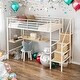 preview thumbnail 1 of 15, White White Loft Bed with Desk and Storage Wardrobe,Twin Size for Home White