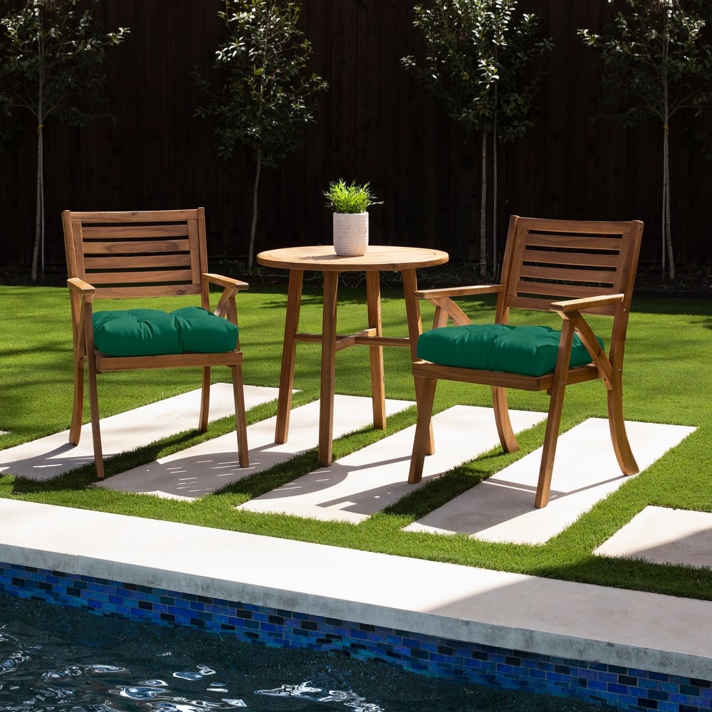 Sorra Home Sunbrella Tufted Chair Cushion Round U-Shaped Back 19 x 19 x 3" (Set of 2)